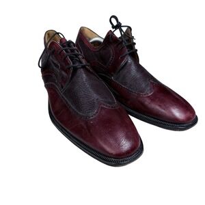 E.T. Wright Wingtip Oxfords Mens 11 B Burgundy Two Tone Leather Brogue Shoes